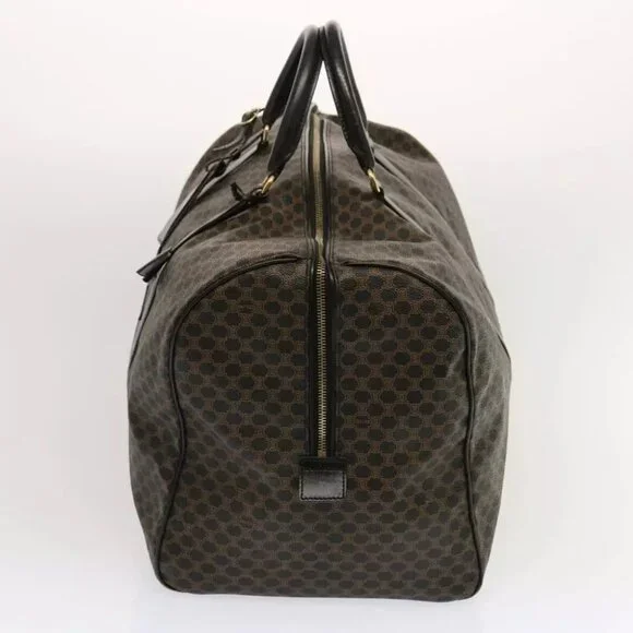 CELINE Macadam Canvas Boston Bag PVC Black Auth